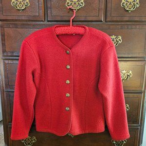 Red Boiled Wool Jacket